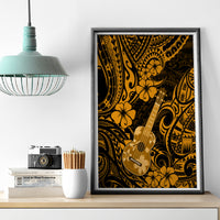 Hawaii Ukulele Canvas Wall Art Polynesian Pattern Gold Version - Wonder Print Shop