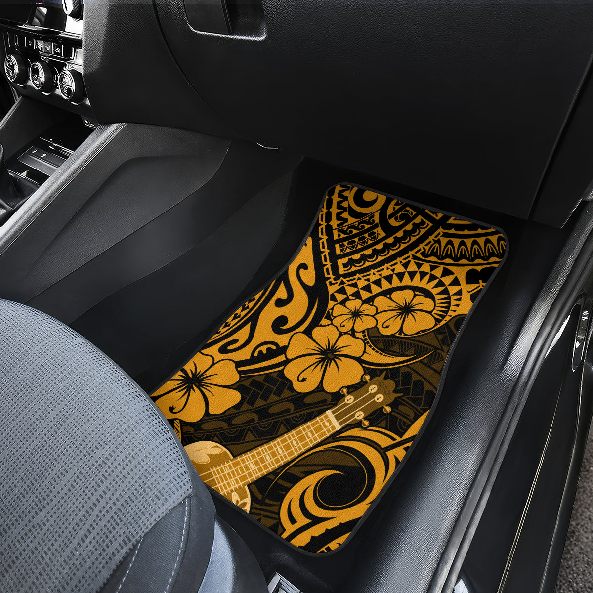 Hawaii Ukulele Car Mats Polynesian Pattern Gold Version - Wonder Print Shop