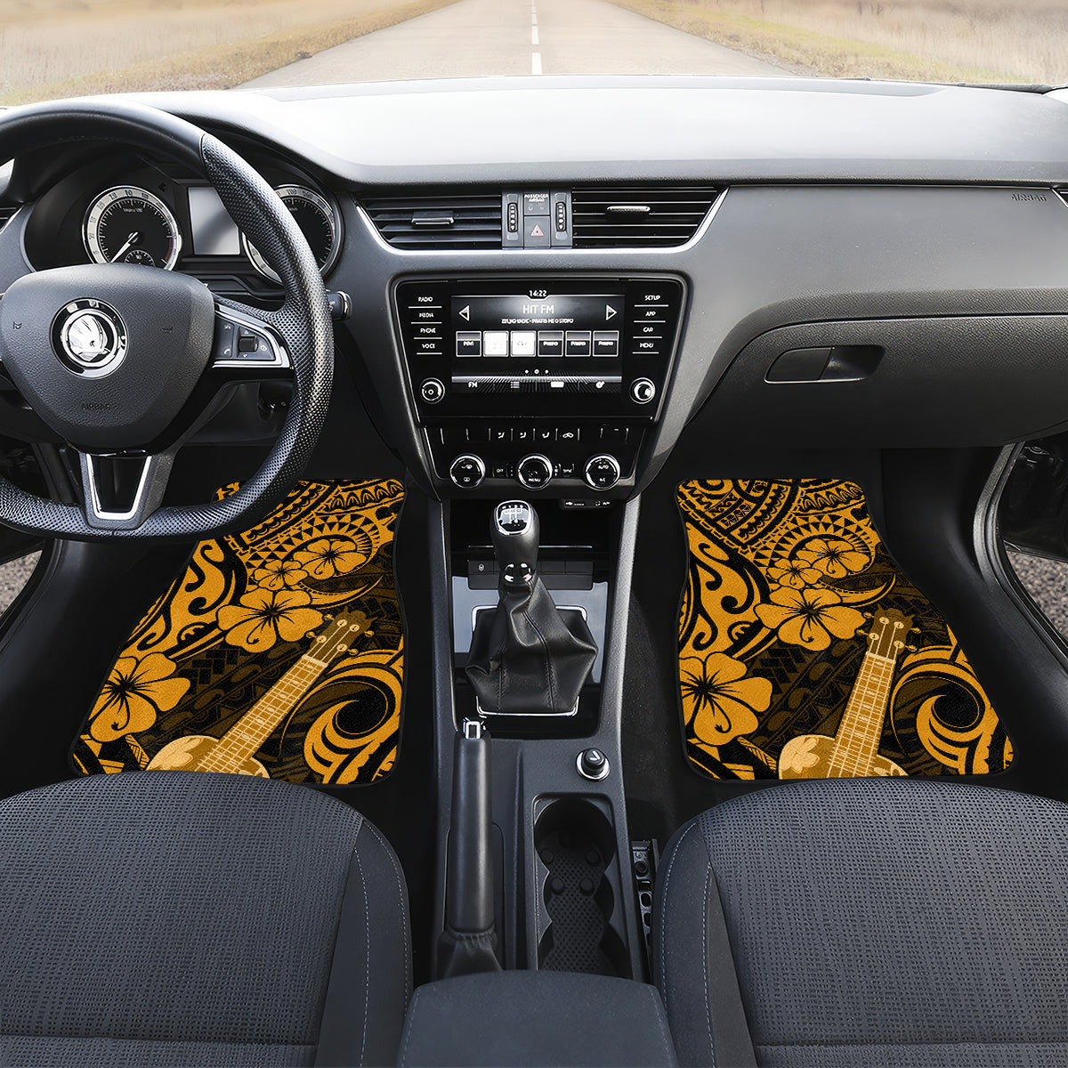 Hawaii Ukulele Car Mats Polynesian Pattern Gold Version - Wonder Print Shop