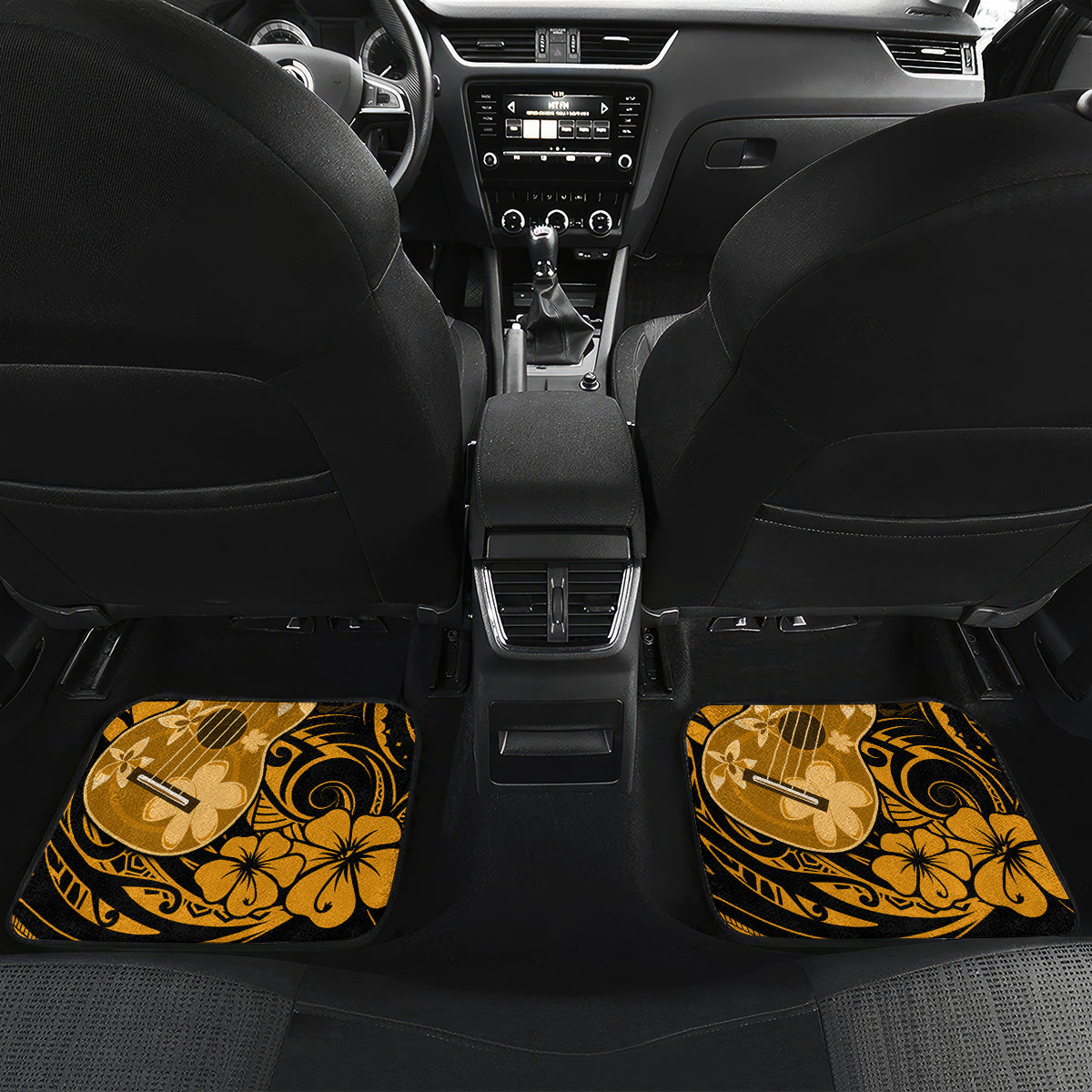 Hawaii Ukulele Car Mats Polynesian Pattern Gold Version - Wonder Print Shop