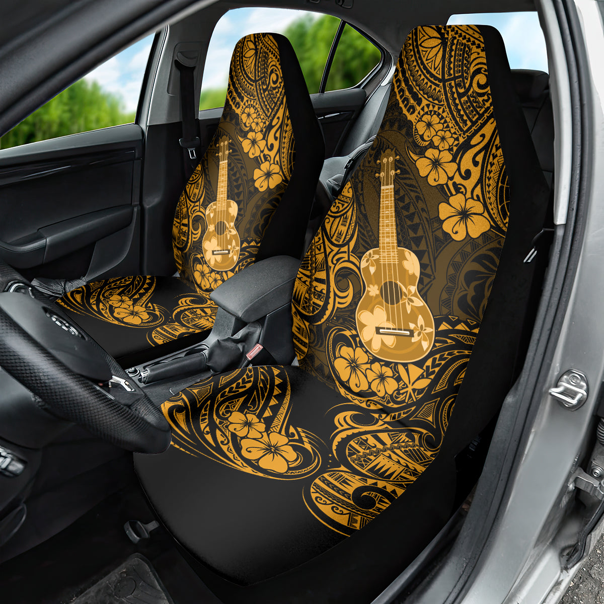 Hawaii Ukulele Car Seat Cover Polynesian Pattern Gold Version - Wonder Print Shop