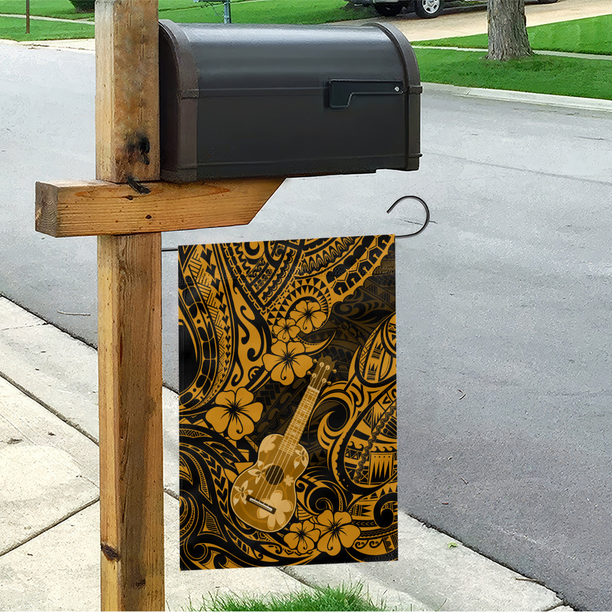 Hawaii Ukulele Garden Flag Polynesian Pattern Gold Version - Wonder Print Shop