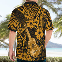 Hawaii Ukulele Hawaiian Shirt Polynesian Pattern Gold Version - Wonder Print Shop