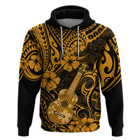 Hawaii Ukulele Hoodie Polynesian Pattern Gold Version - Wonder Print Shop