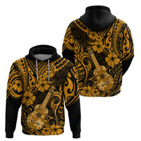 Hawaii Ukulele Hoodie Polynesian Pattern Gold Version - Wonder Print Shop