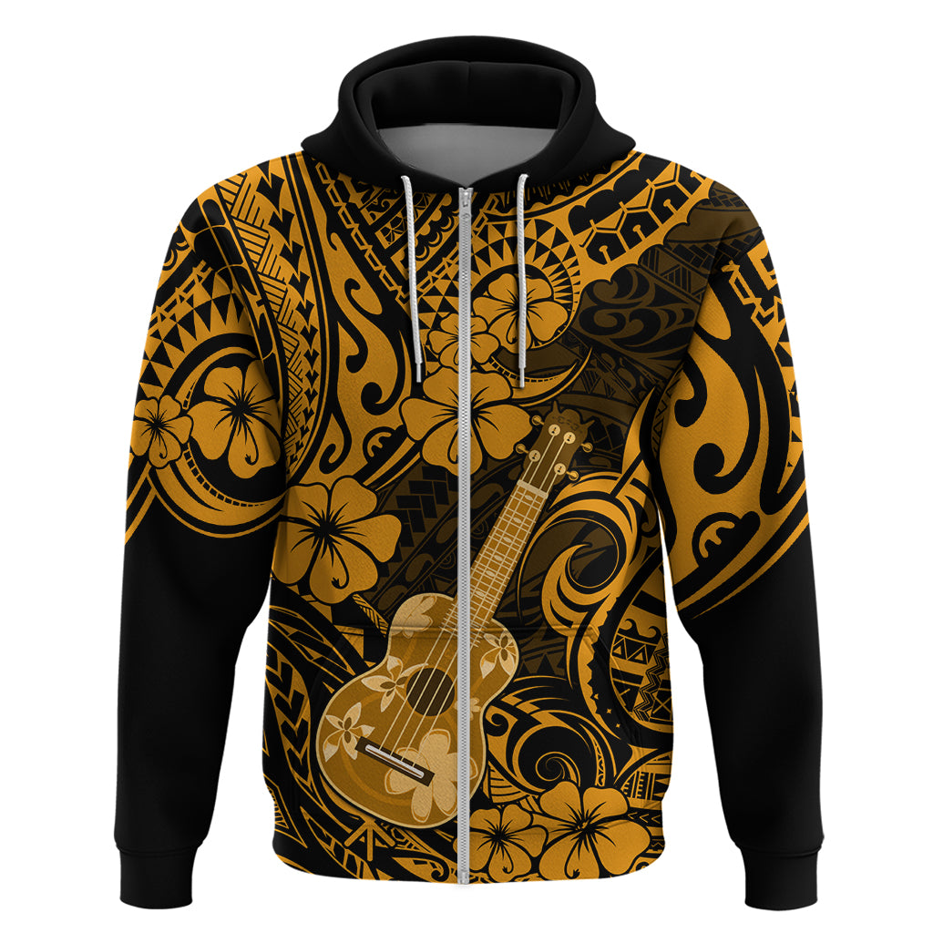 Hawaii Ukulele Hoodie Polynesian Pattern Gold Version - Wonder Print Shop