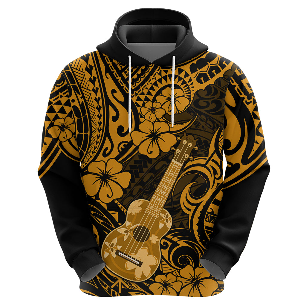 Hawaii Ukulele Hoodie Polynesian Pattern Gold Version - Wonder Print Shop