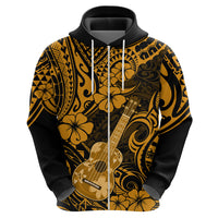 Hawaii Ukulele Hoodie Polynesian Pattern Gold Version - Wonder Print Shop
