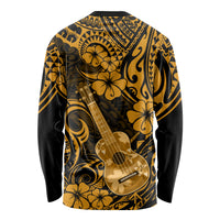 Hawaii Ukulele Long Sleeve Shirt Polynesian Pattern Gold Version - Wonder Print Shop