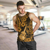 Hawaii Ukulele Men Tank Top Polynesian Pattern Gold Version - Wonder Print Shop