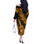 Hawaii Ukulele Off The Shoulder Long Sleeve Dress Polynesian Pattern Gold Version - Wonder Print Shop