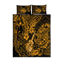 Hawaii Ukulele Quilt Bed Set Polynesian Pattern Gold Version - Wonder Print Shop