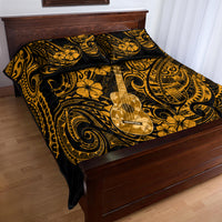 Hawaii Ukulele Quilt Bed Set Polynesian Pattern Gold Version - Wonder Print Shop