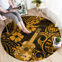 hawaii-ukulele-round-carpet-polynesian-pattern-gold-version