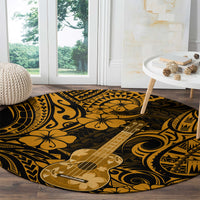 hawaii-ukulele-round-carpet-polynesian-pattern-gold-version
