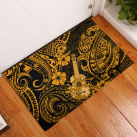 Hawaii Ukulele Rubber Doormat Polynesian Pattern Gold Version - Wonder Print Shop