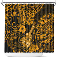 hawaii-ukulele-shower-curtain-polynesian-pattern-gold-version
