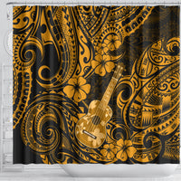 hawaii-ukulele-shower-curtain-polynesian-pattern-gold-version
