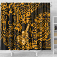 hawaii-ukulele-shower-curtain-polynesian-pattern-gold-version