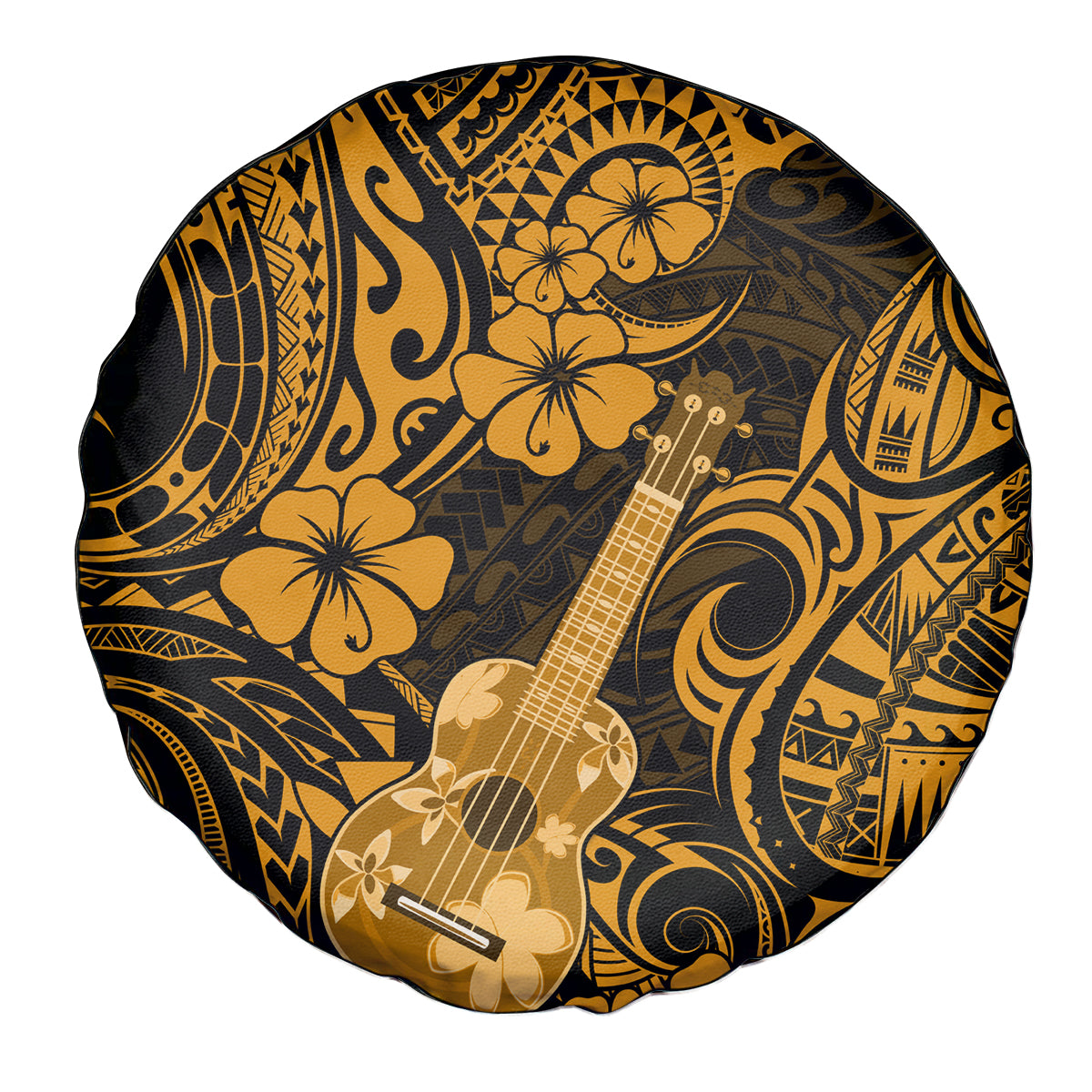 Hawaii Ukulele Spare Tire Cover Polynesian Pattern Gold Version - Wonder Print Shop