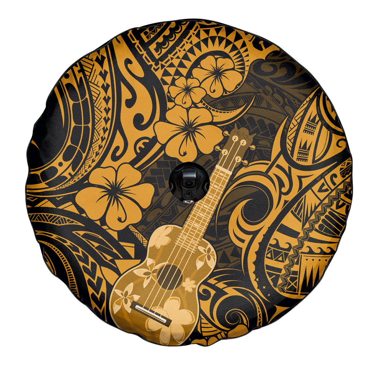 Hawaii Ukulele Spare Tire Cover Polynesian Pattern Gold Version - Wonder Print Shop