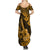 Hawaii Ukulele Summer Maxi Dress Polynesian Pattern Gold Version - Wonder Print Shop
