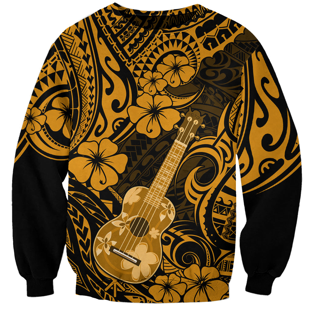 Hawaii Ukulele Sweatshirt Polynesian Pattern Gold Version - Wonder Print Shop