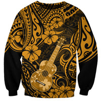 Hawaii Ukulele Sweatshirt Polynesian Pattern Gold Version - Wonder Print Shop
