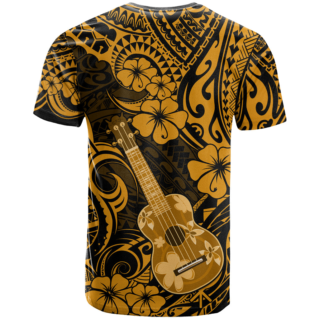Hawaii Ukulele T Shirt Polynesian Pattern Gold Version - Wonder Print Shop