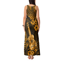 Hawaii Ukulele Tank Maxi Dress Polynesian Pattern Gold Version - Wonder Print Shop