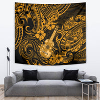Hawaii Ukulele Tapestry Polynesian Pattern Gold Version - Wonder Print Shop
