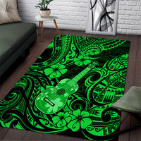Hawaii Ukulele Area Rug Polynesian Pattern Green Version - Wonder Print Shop