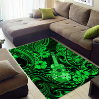 Hawaii Ukulele Area Rug Polynesian Pattern Green Version - Wonder Print Shop