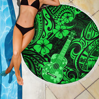 Hawaii Ukulele Beach Blanket Polynesian Pattern Green Version - Wonder Print Shop