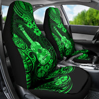 Hawaii Ukulele Car Seat Cover Polynesian Pattern Green Version - Wonder Print Shop