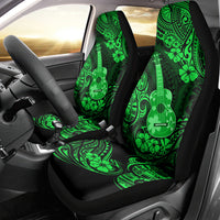 Hawaii Ukulele Car Seat Cover Polynesian Pattern Green Version - Wonder Print Shop