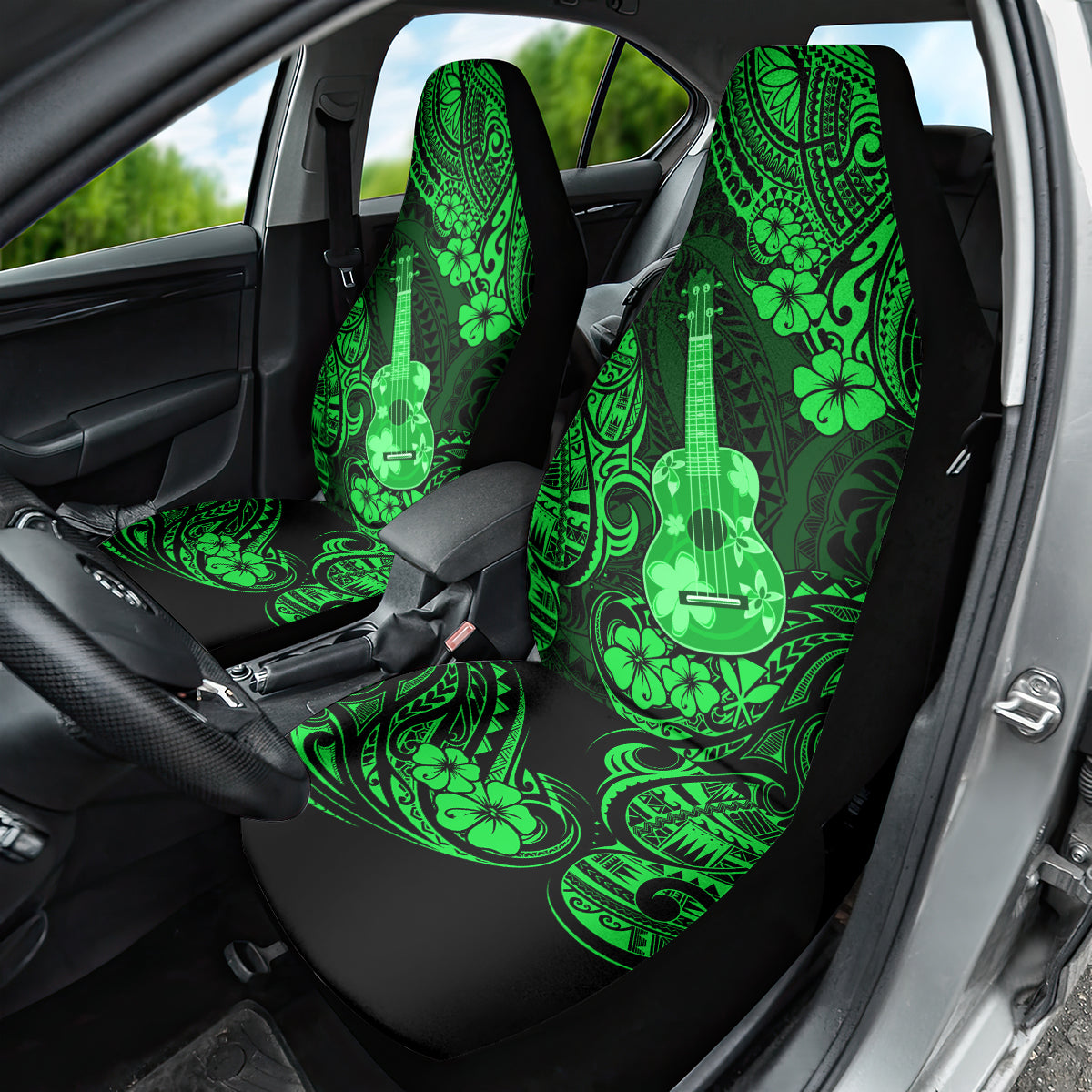Hawaii Ukulele Car Seat Cover Polynesian Pattern Green Version - Wonder Print Shop