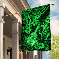 Hawaii Ukulele Garden Flag Polynesian Pattern Green Version - Wonder Print Shop