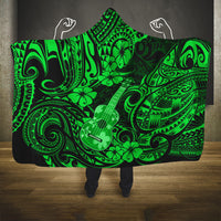 hawaii-ukulele-hooded-blanket-polynesian-pattern-green-version