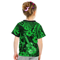 Hawaii Ukulele Kid T Shirt Polynesian Pattern Green Version - Wonder Print Shop