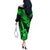 Hawaii Ukulele Off The Shoulder Long Sleeve Dress Polynesian Pattern Green Version - Wonder Print Shop