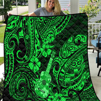 Hawaii Ukulele Quilt Polynesian Pattern Green Version - Wonder Print Shop