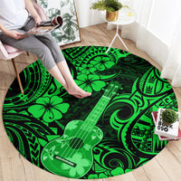 hawaii-ukulele-round-carpet-polynesian-pattern-green-version