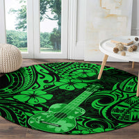 hawaii-ukulele-round-carpet-polynesian-pattern-green-version