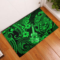 Hawaii Ukulele Rubber Doormat Polynesian Pattern Green Version - Wonder Print Shop