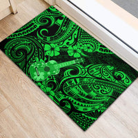 Hawaii Ukulele Rubber Doormat Polynesian Pattern Green Version - Wonder Print Shop