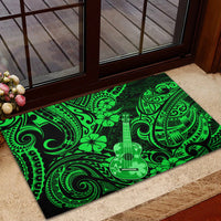 Hawaii Ukulele Rubber Doormat Polynesian Pattern Green Version - Wonder Print Shop