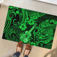 Hawaii Ukulele Rubber Doormat Polynesian Pattern Green Version - Wonder Print Shop
