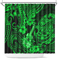 hawaii-ukulele-shower-curtain-polynesian-pattern-green-version