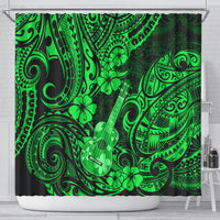 hawaii-ukulele-shower-curtain-polynesian-pattern-green-version